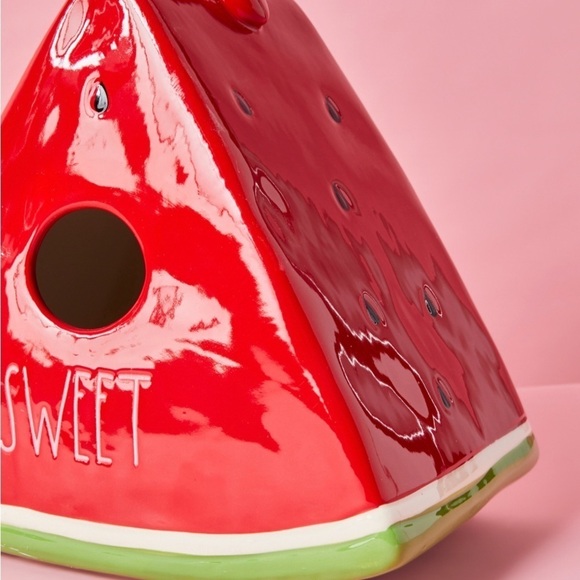 🍉 New Rae Dunn 8”h Watermelon Red Birdhouse - Picture 3 of 6